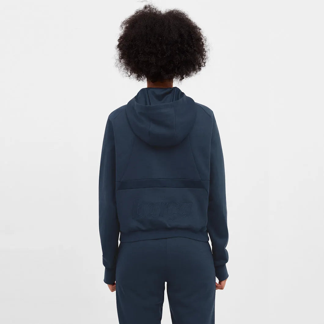 Nike 2021-22 Barcelona Fleece Travel Hoodie - Navy (Model - Back)