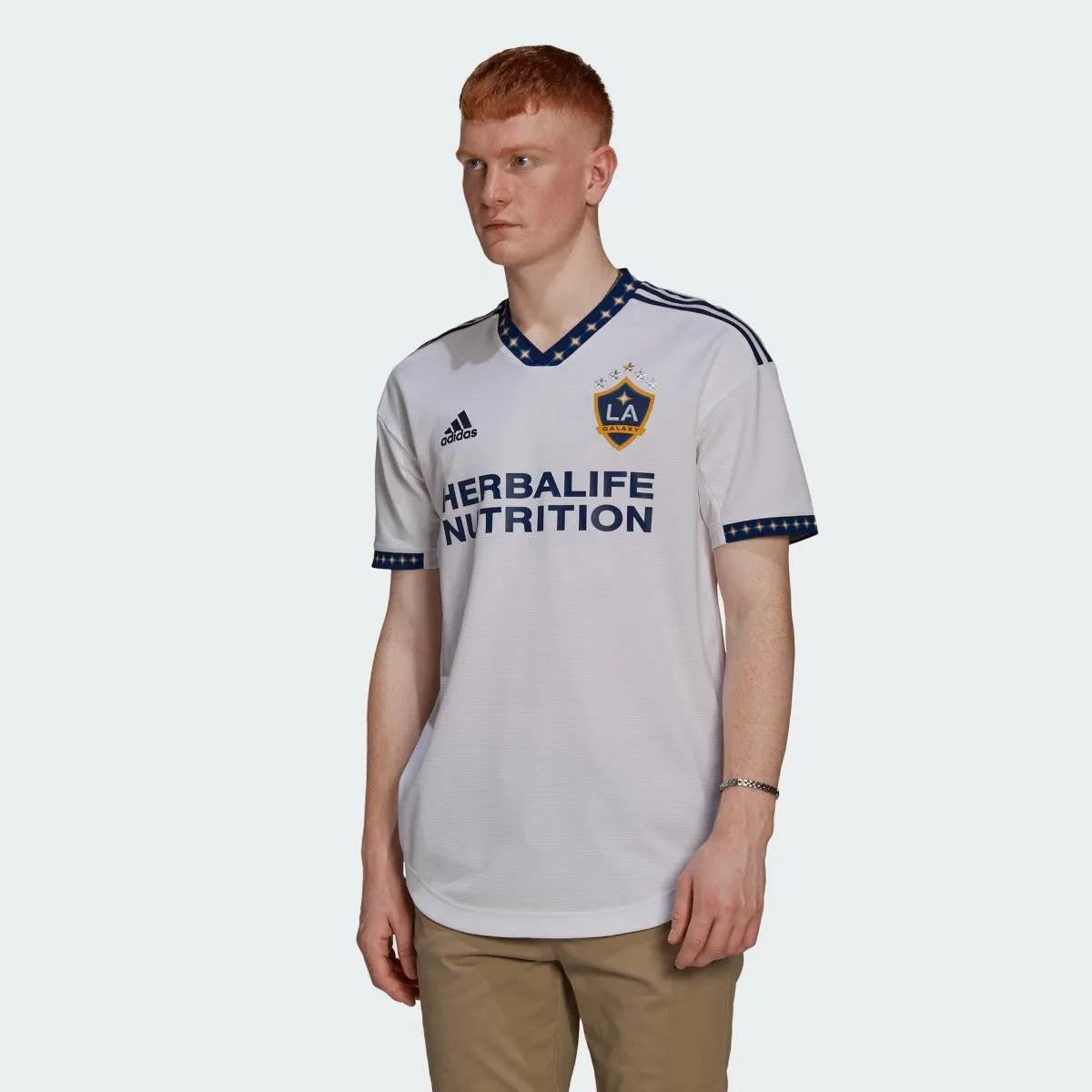 adidas 2022-23 LA Galaxy Authentic Home Jersey - White-Navy (Model - Front)