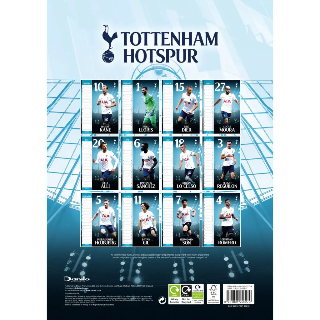 Tottenham Official 2022 Calander (Back)