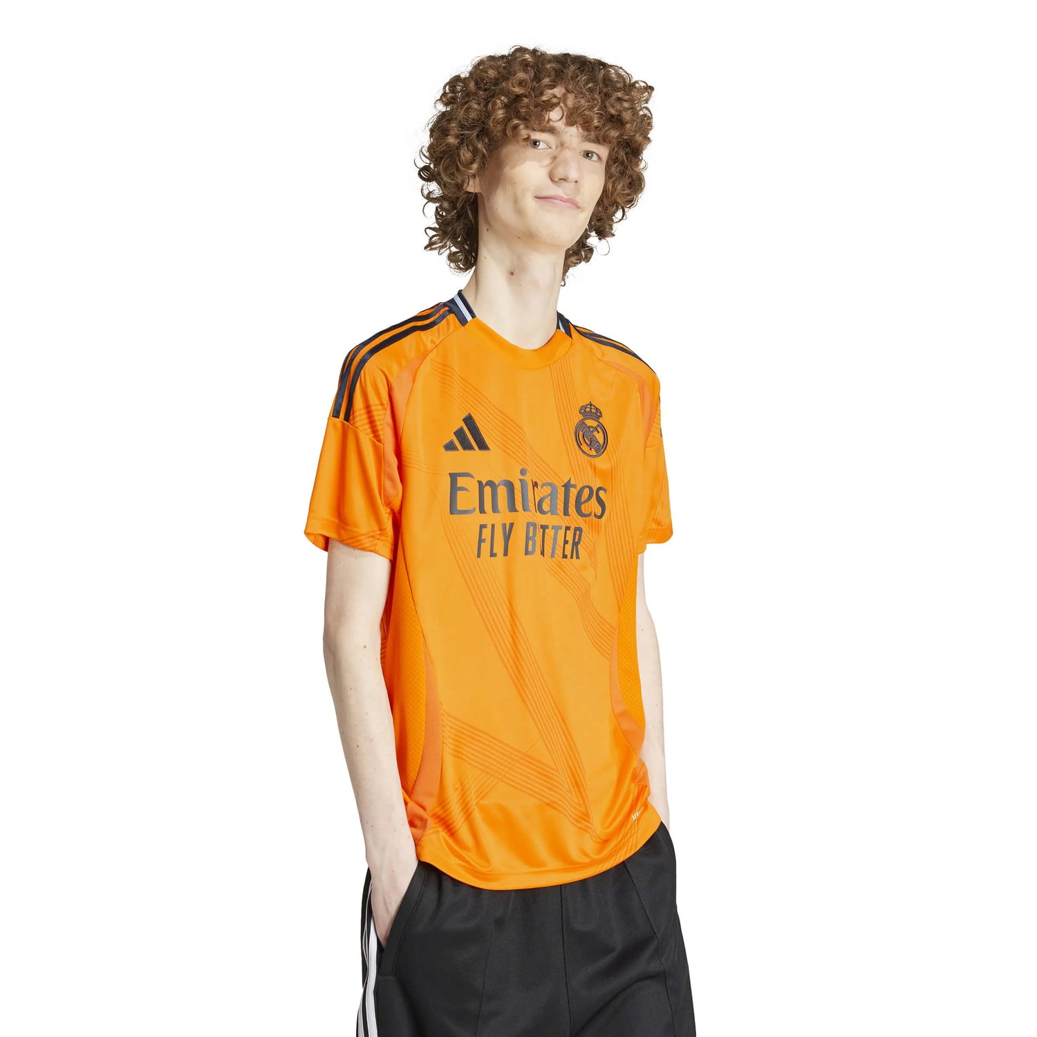 adidas 2024-25 Real Madrid Men's Stadium Away Jersey Crew Orange (Model - Side)