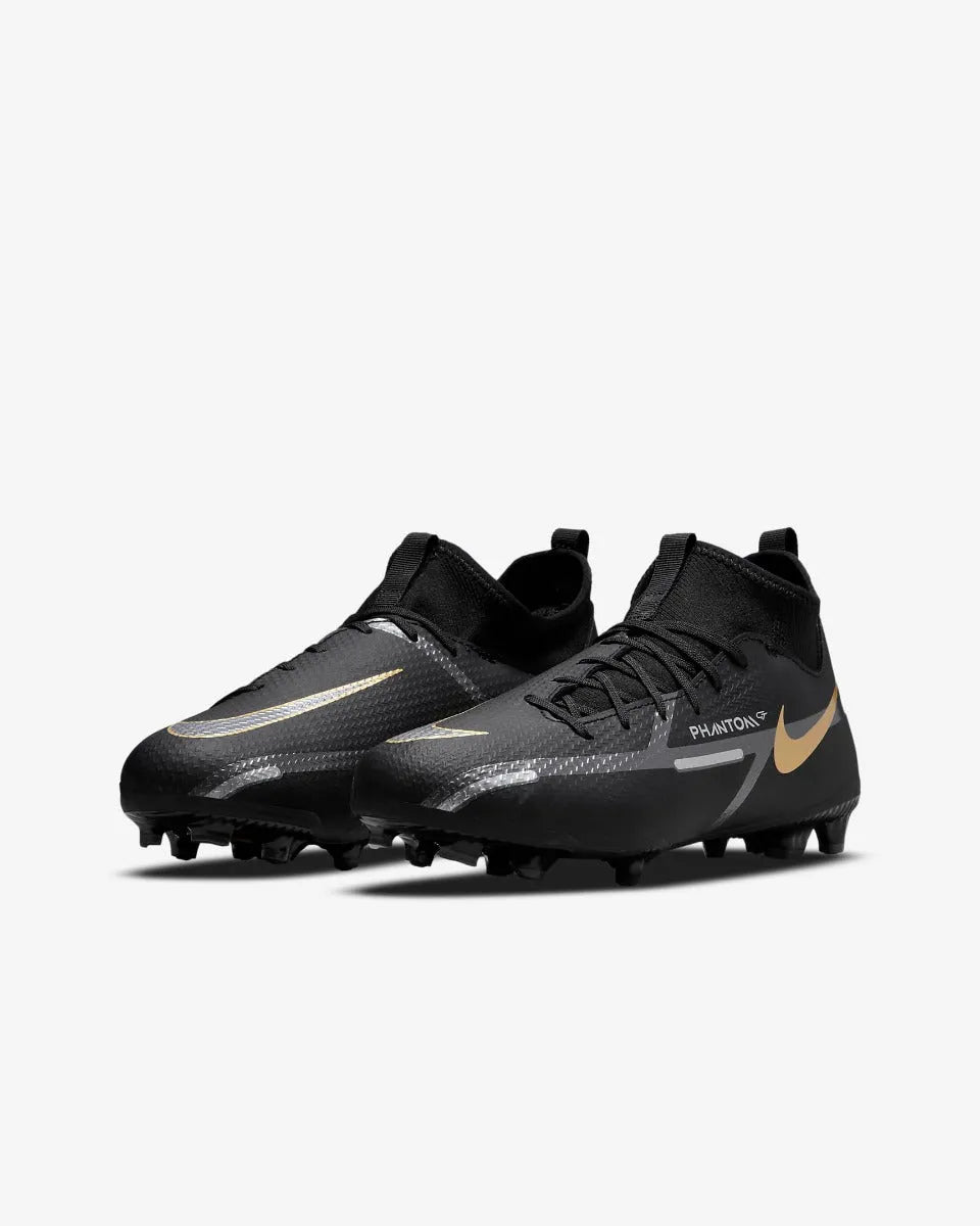 Nike JR Phantom GT2 Academy DF FG-MG - Black-Dark Grey-Gold (Pair - Diagonal)