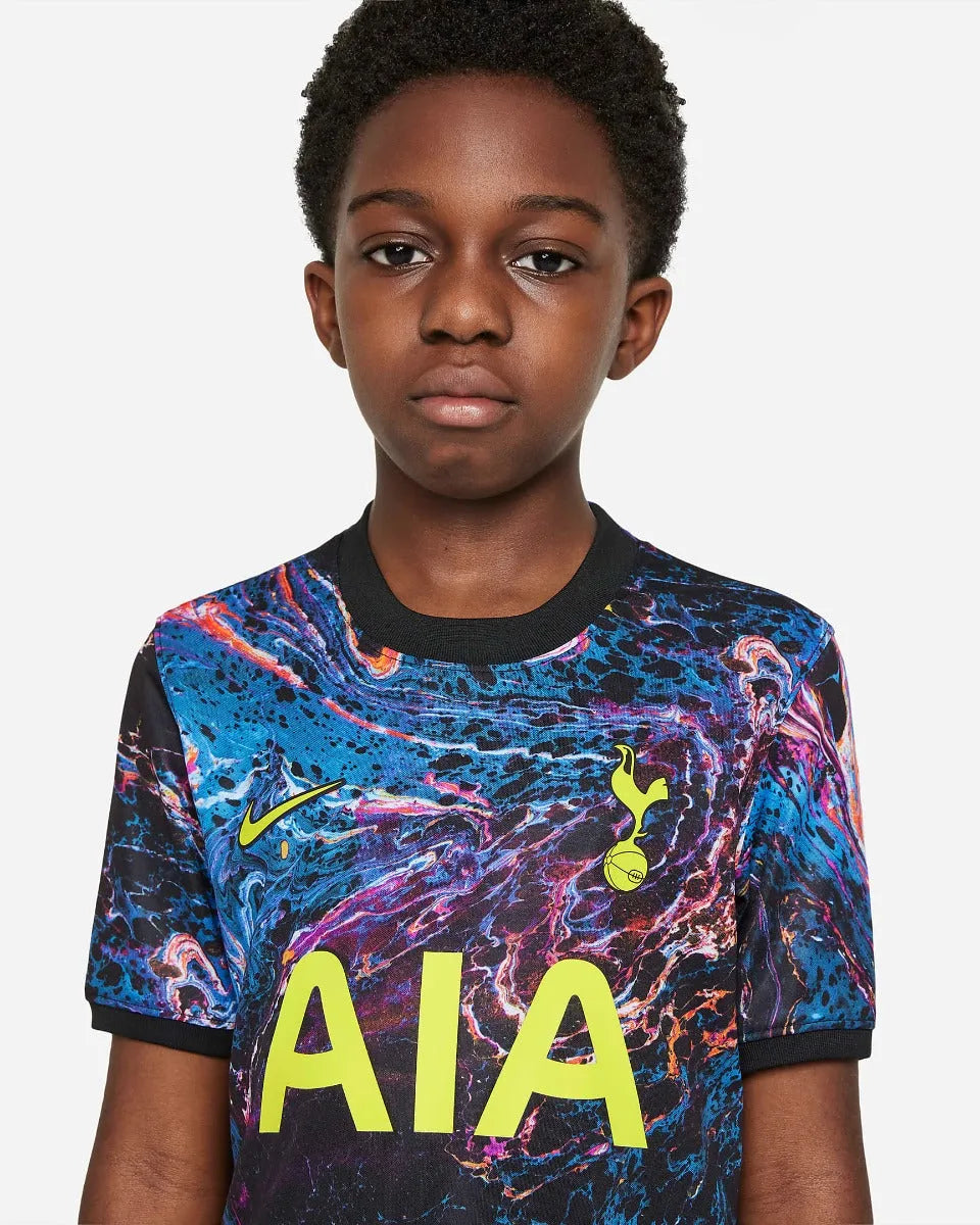 Nike 2021-22 Tottenham Youth Away Jersey - Black-Venom Green (Detail 1)