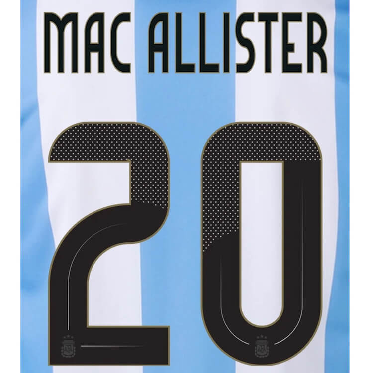 Argentina 2024/25 Home Mac Allister #8 Youth Jersey Name Set (Back)