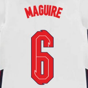 England 2020/22 Home Maguire #6 Jersey Name Set