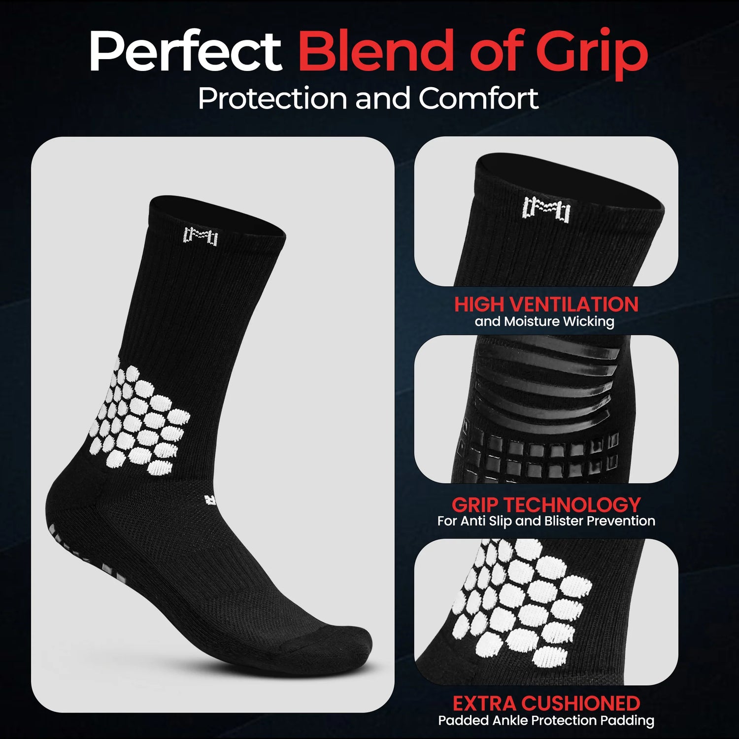 MEDICAPTAIN Grip Socks With Cushioned Ankle Protection (Features 2)