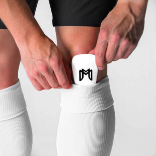 MEDICAPTAIN Mini Shin Guards White (Model - Front).webp