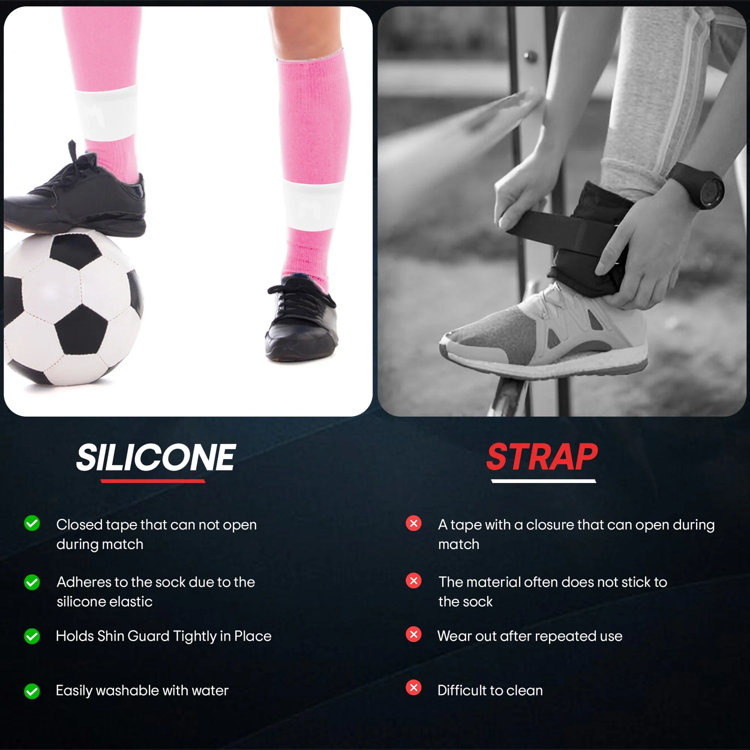 MEDICAPTAIN Sillcone Shinguard Straps