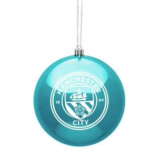 Manchester City 12CM Single Crest Metallic Bauble Ornament (Front)