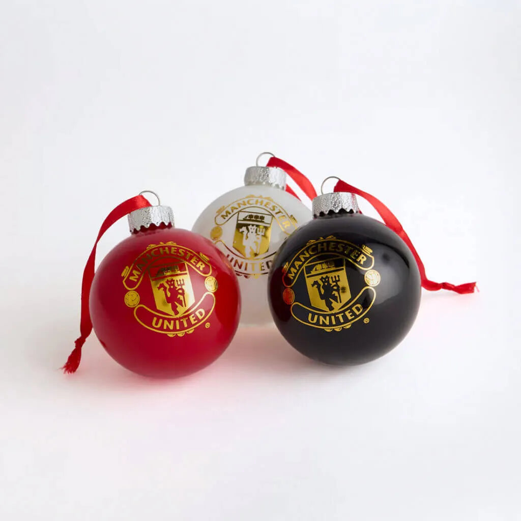 Manchester United 3-Pack Crest Bauble Ornament Set (Front)