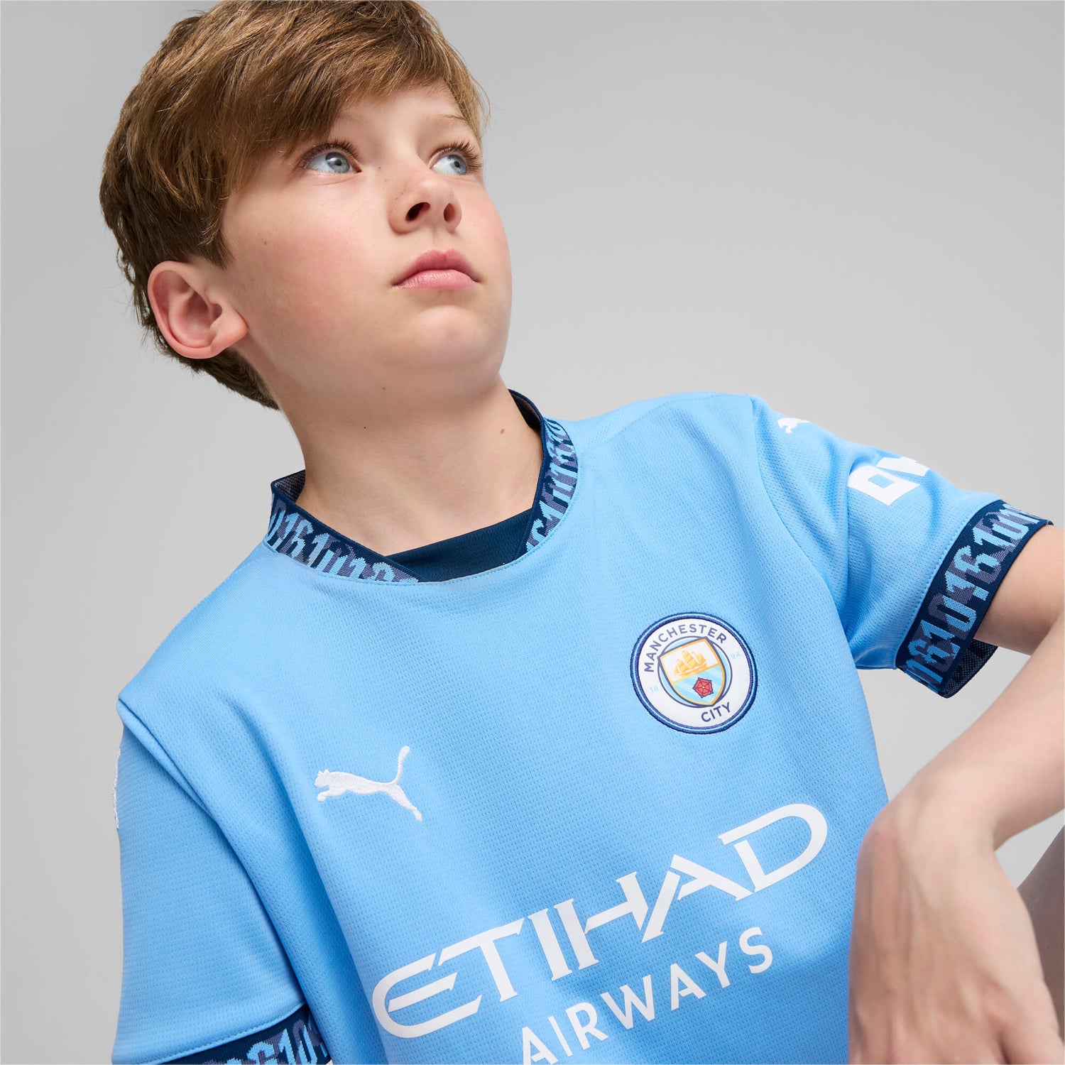 Puma 2024-25 Manchester City Youth Stadium Home Jersey (Detail 1)
