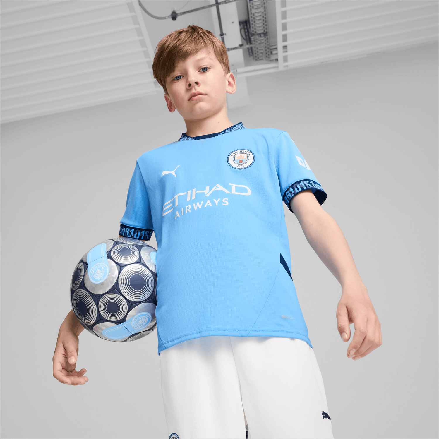 Puma 2024-25 Manchester City Youth Stadium Home Jersey (Model - Front)