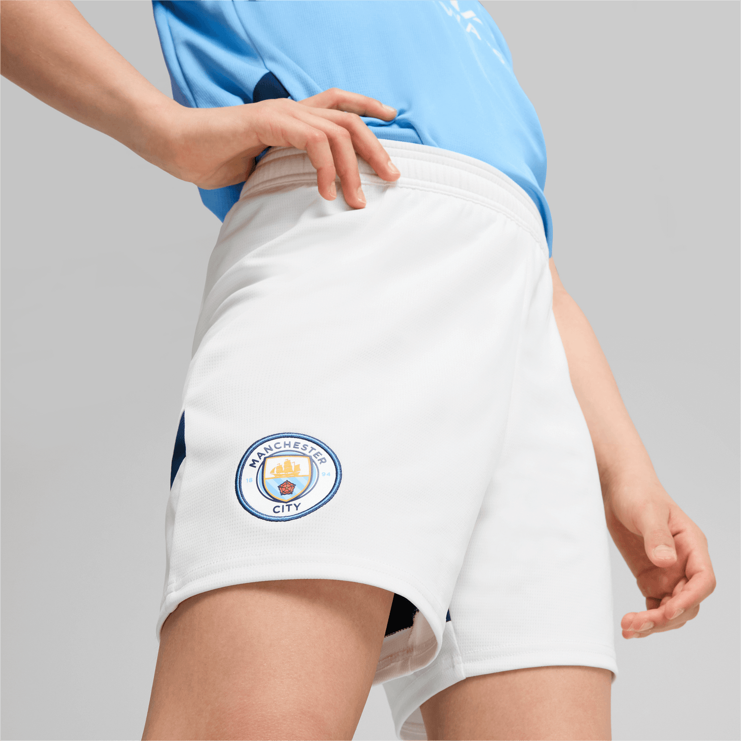 Puma 2024-25 Manchester City Youth Stadium Home Shorts (Detail 1)