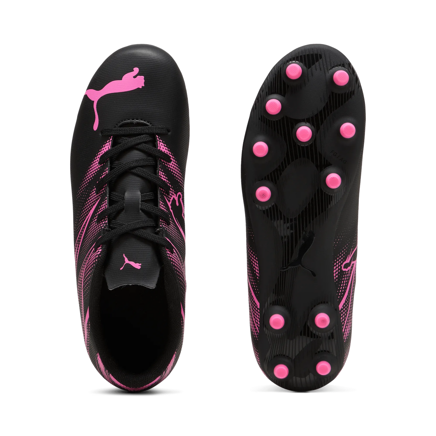 Puma Kids Attacanto FG_AG Puma Black-Poison Pink (Pair - Top and Bottom)