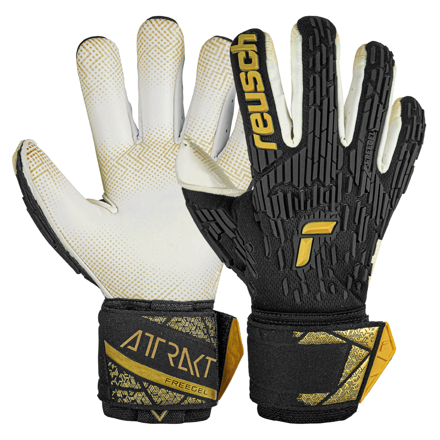 Reusch Atrrakt Freegel Gold X Glueprint FS Goalkeeper Gloves Black - Gold (Pair)