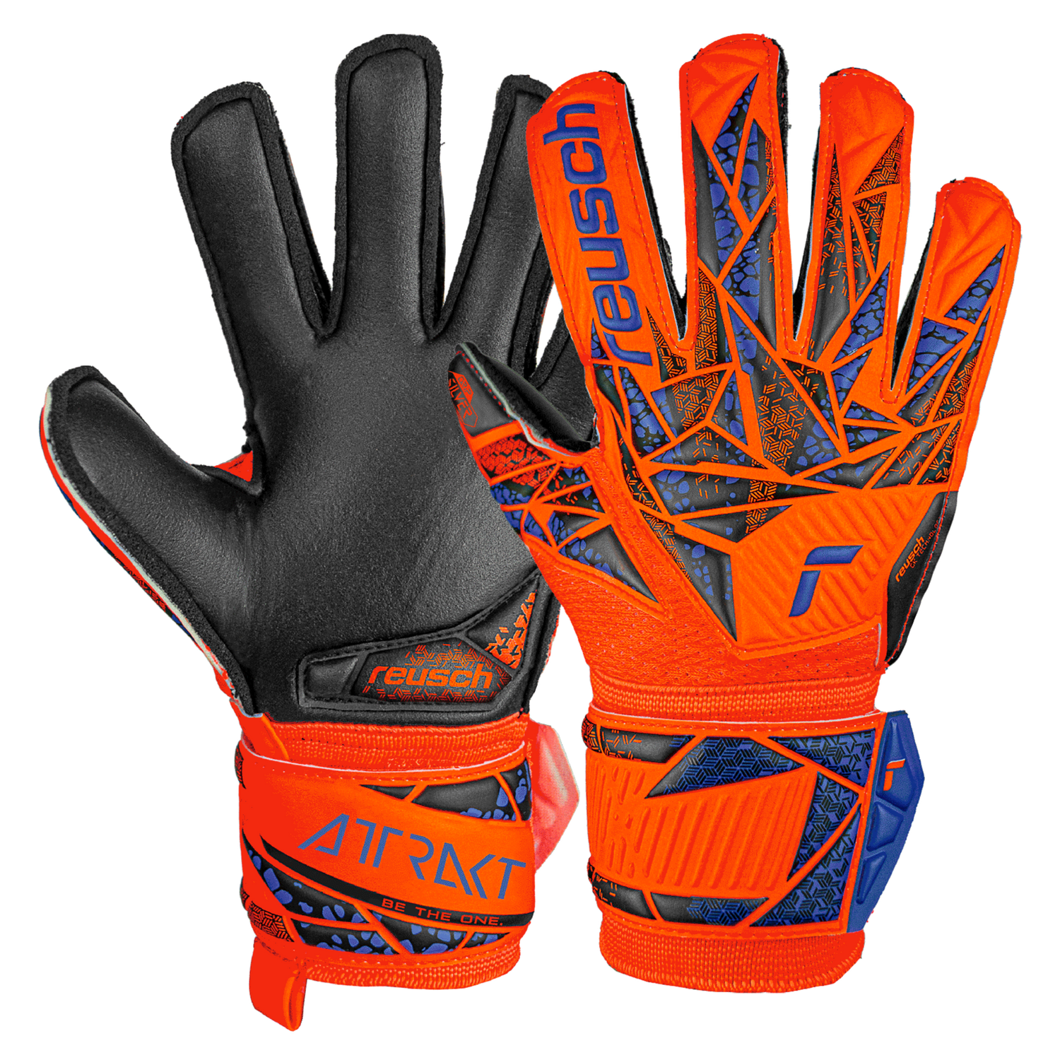 Reusch JR Attrakt Silver Hyper Orange-Electric Blue-Black (Pair)