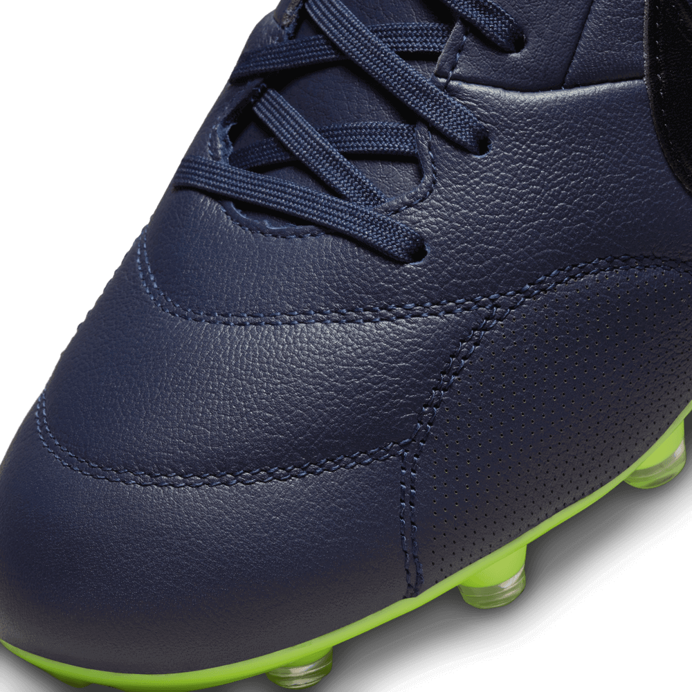 The Nike Premier III FG Blackened Blue Volt Black (Detail 2)