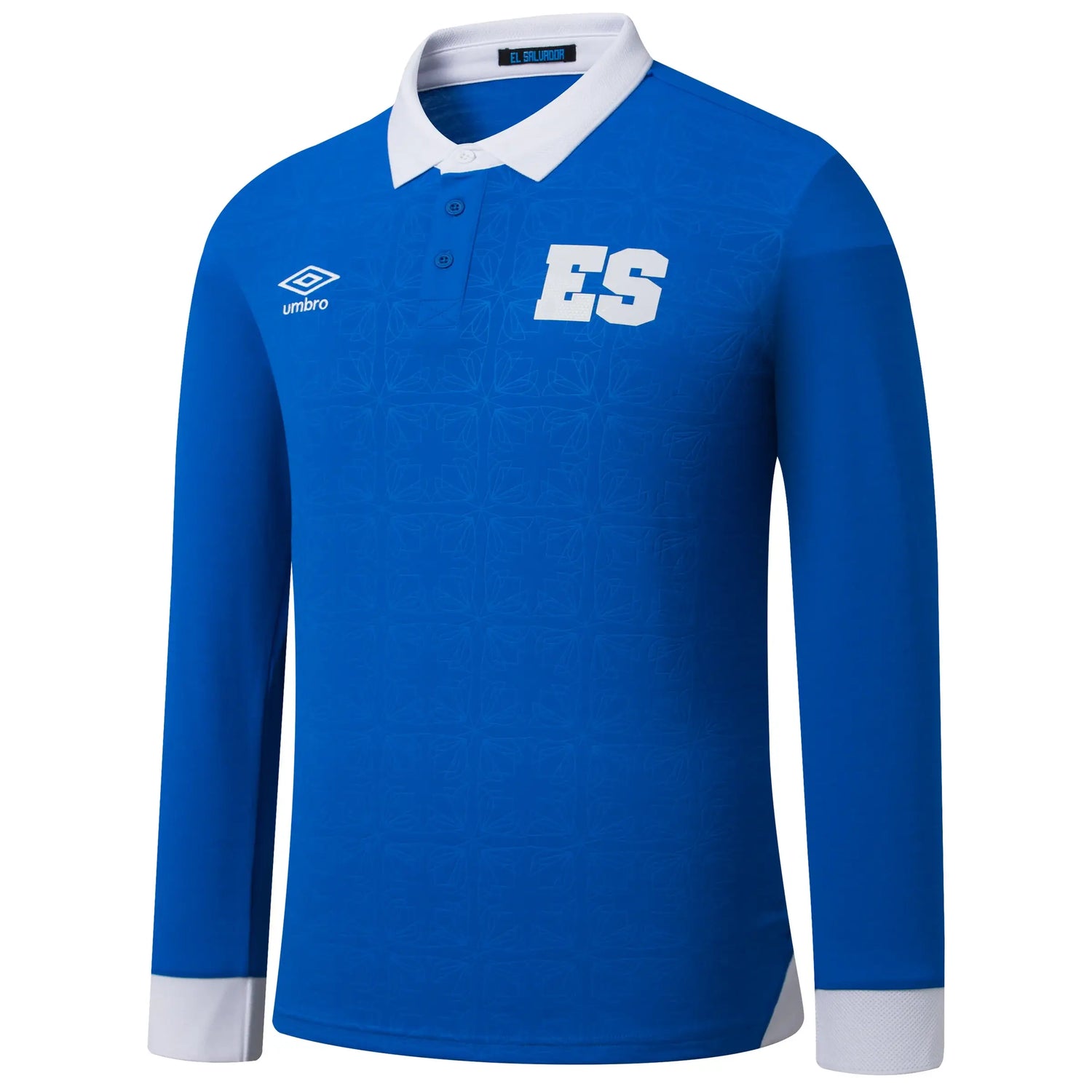 Umbro 2025-26 El Salvador Men's Stadium Home Long-Sleeve Soccer Jersey (Front)