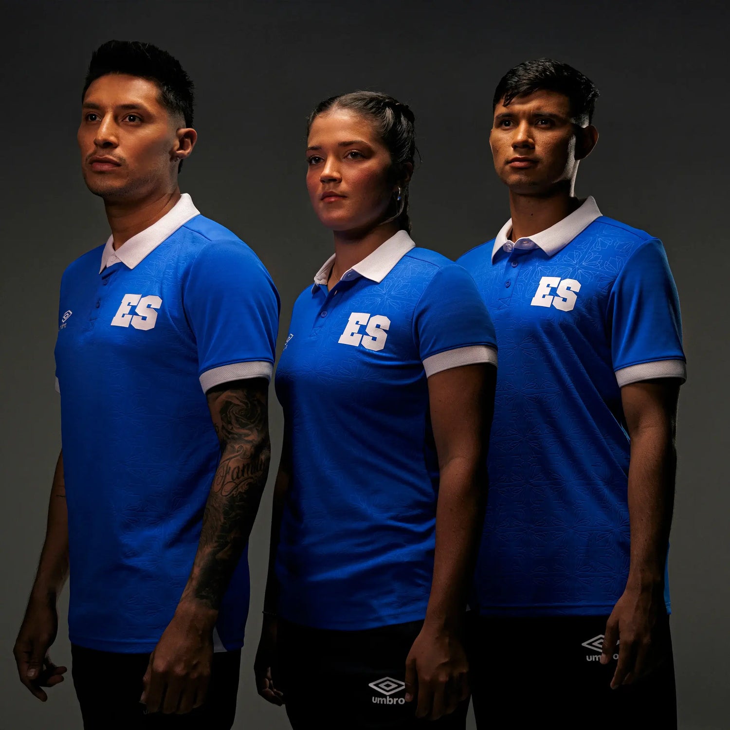 Umbro 2025-26 El Salvador Men's Stadium Home Soccer Jersey (Models - Side)