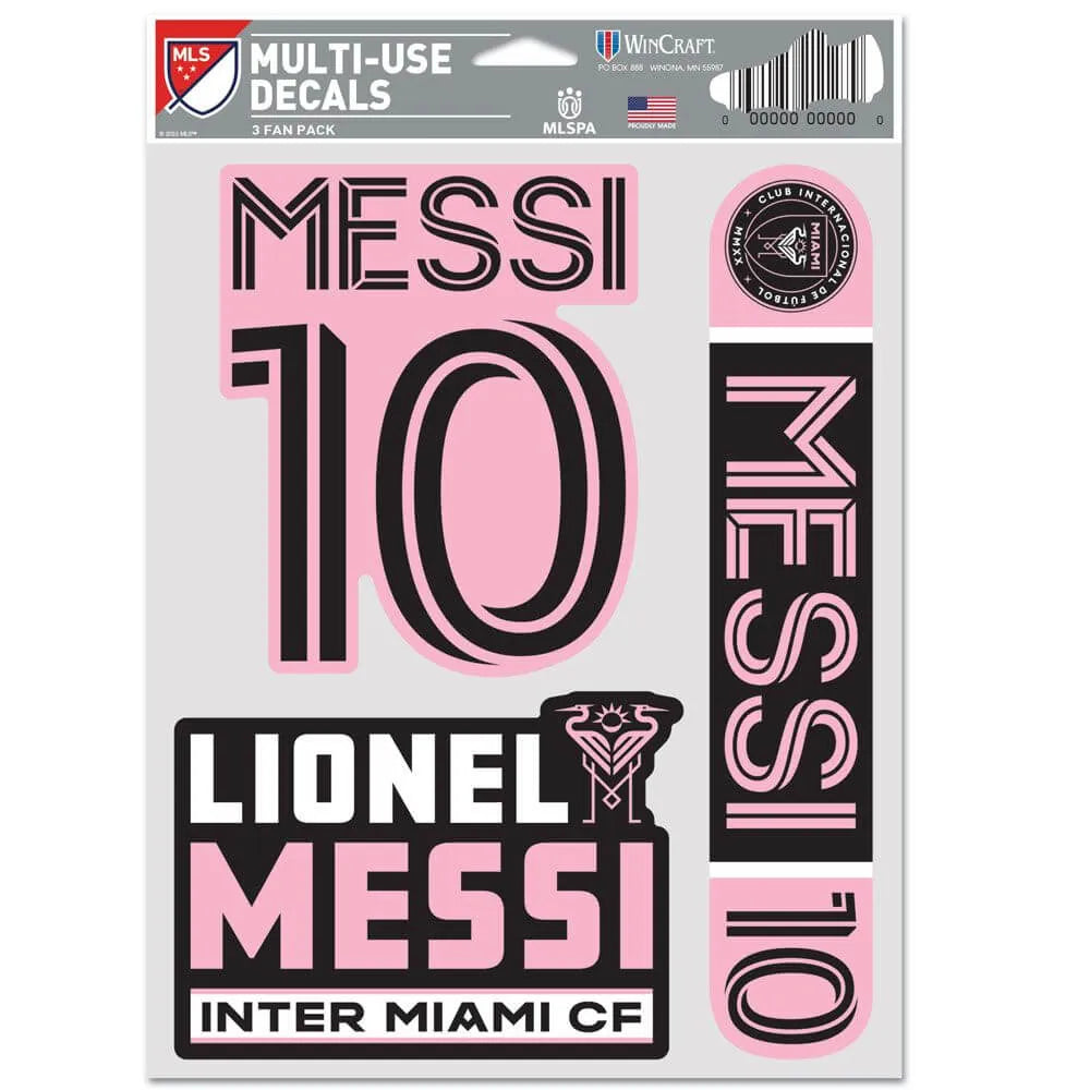 Wincraft Inter Miami Messi #10 3 Fan Pack Decals (5.5" x 7.75") (Front)