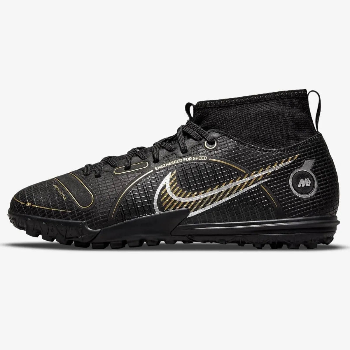 Nike JR Superfly 8 Academy Turf - Black-Silver-Gold (Side 1)