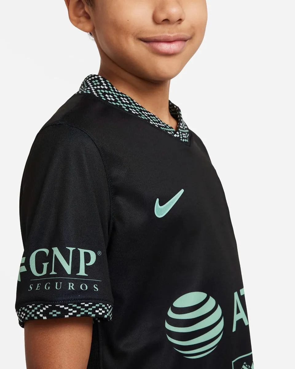 Nike 2022 Club America Youth Third Jersey - Black-Healing Jade (Detail 3)