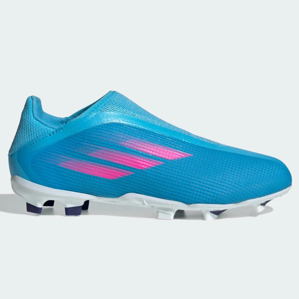 Adidas JR X Speedflow .3 Laceless FG - Sky Rush-Shock Pink (Side 1)