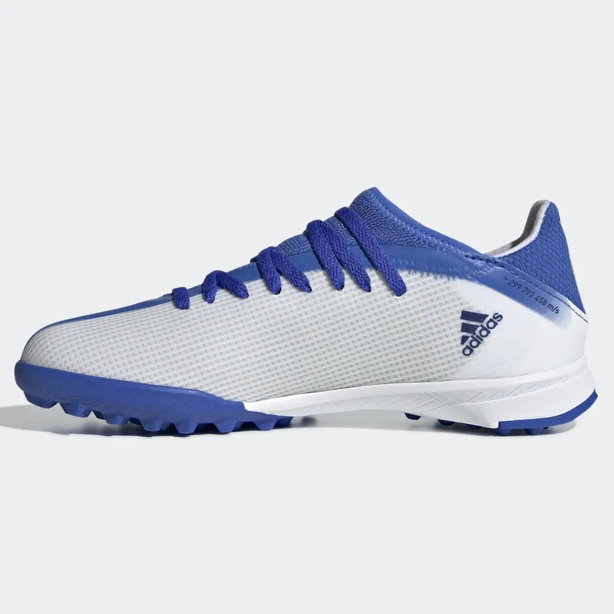 adidas JR X Speedflow .3 Turf - White-Blue (Side 2)