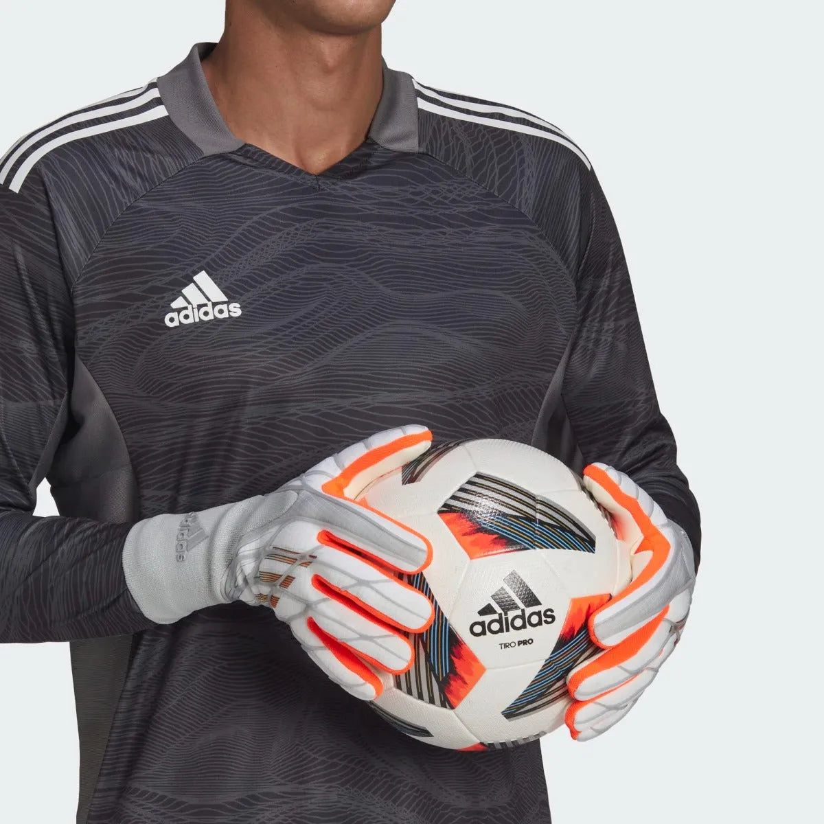 adidas X Pro Goalkeeper Gloves - White-Iron Metallic-Solar Red (Model 2)