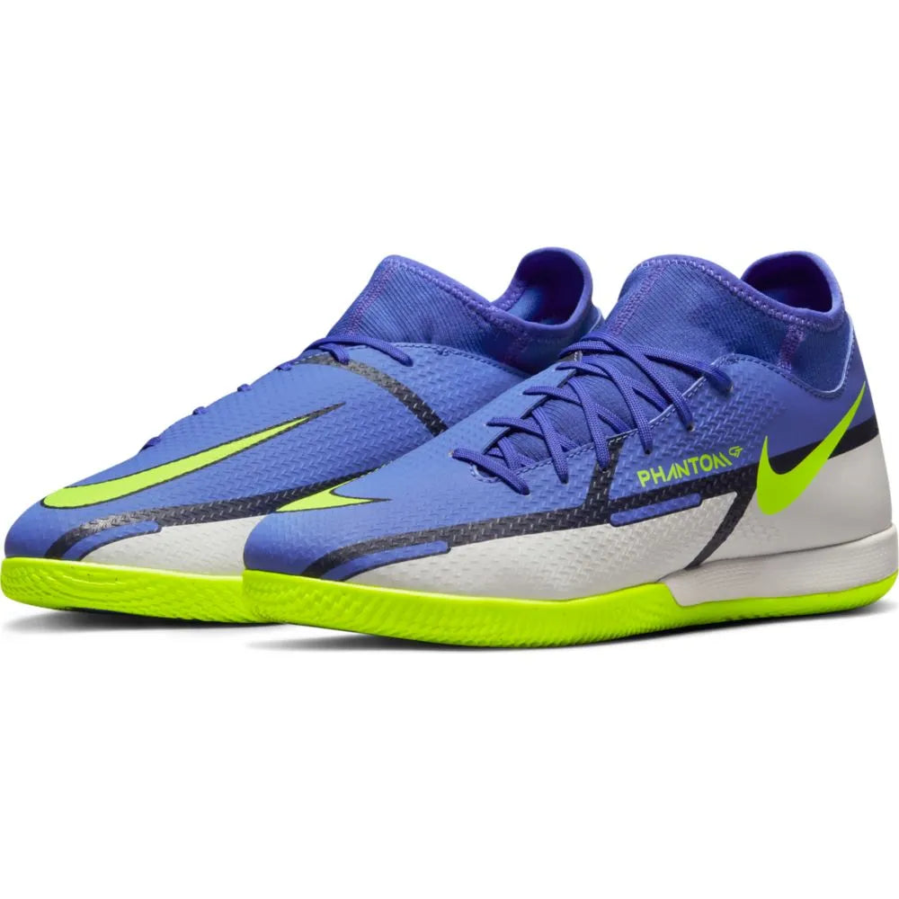 Nike JR Phantom GT2 Academy DF IC - Sapphire-Volt-Grey (Pair - Diagonal)