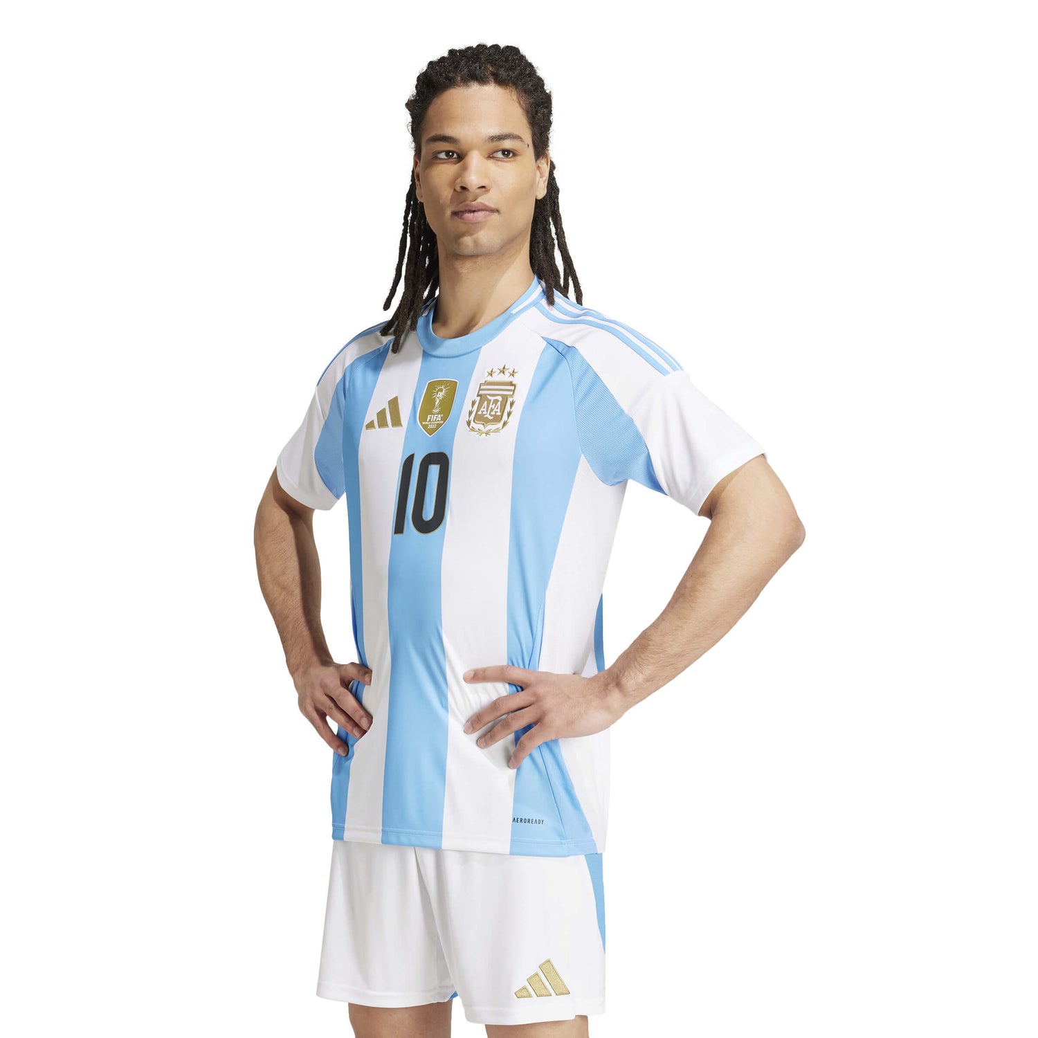 adidas 2024-25 Argentina Stadium Home Messi #10 Jersey (Model - Front)