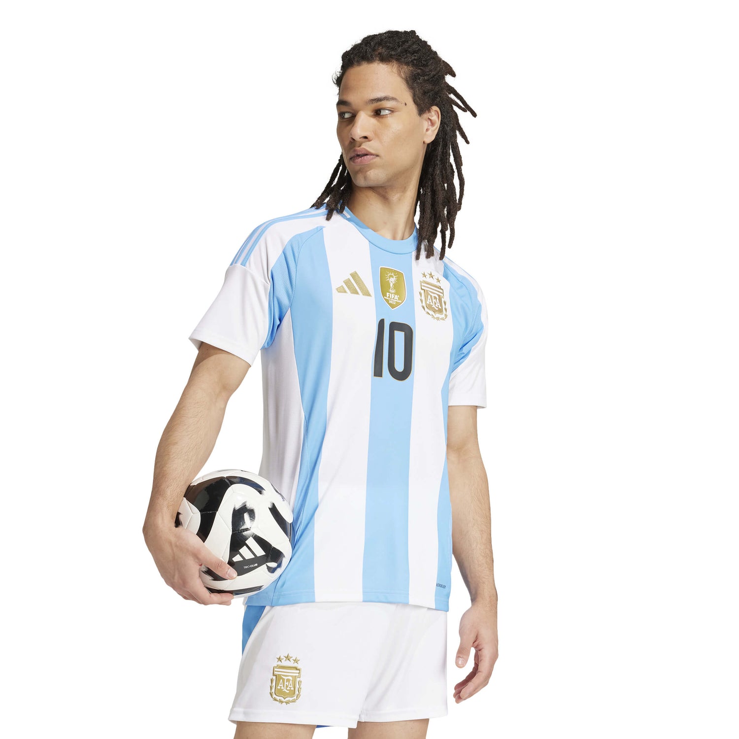 adidas 2024-25 Argentina Stadium Home Messi #10 Jersey (Model - Side)