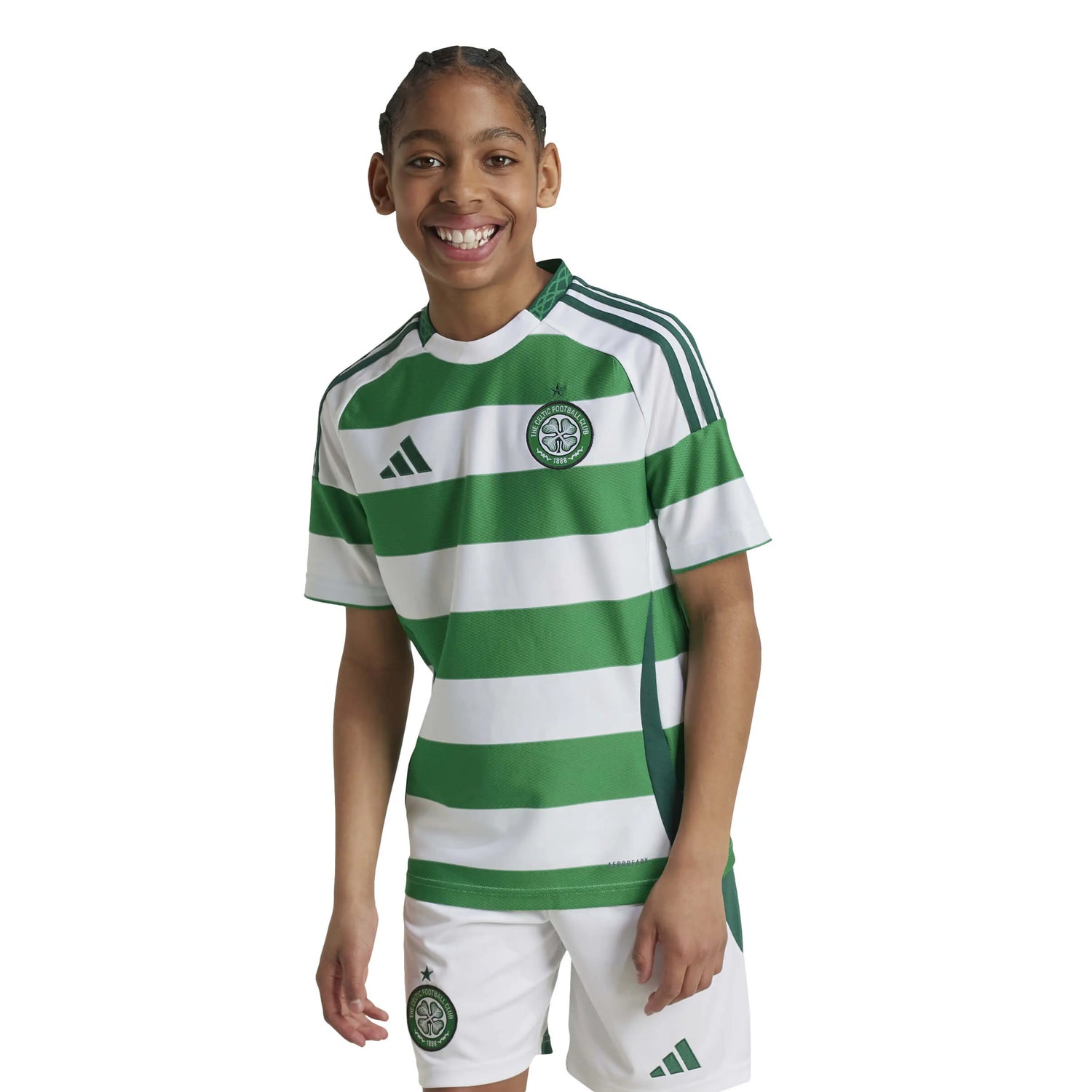 adidas 2024-25 Celtic Youth Stadium Home Jersey (Model - Front)