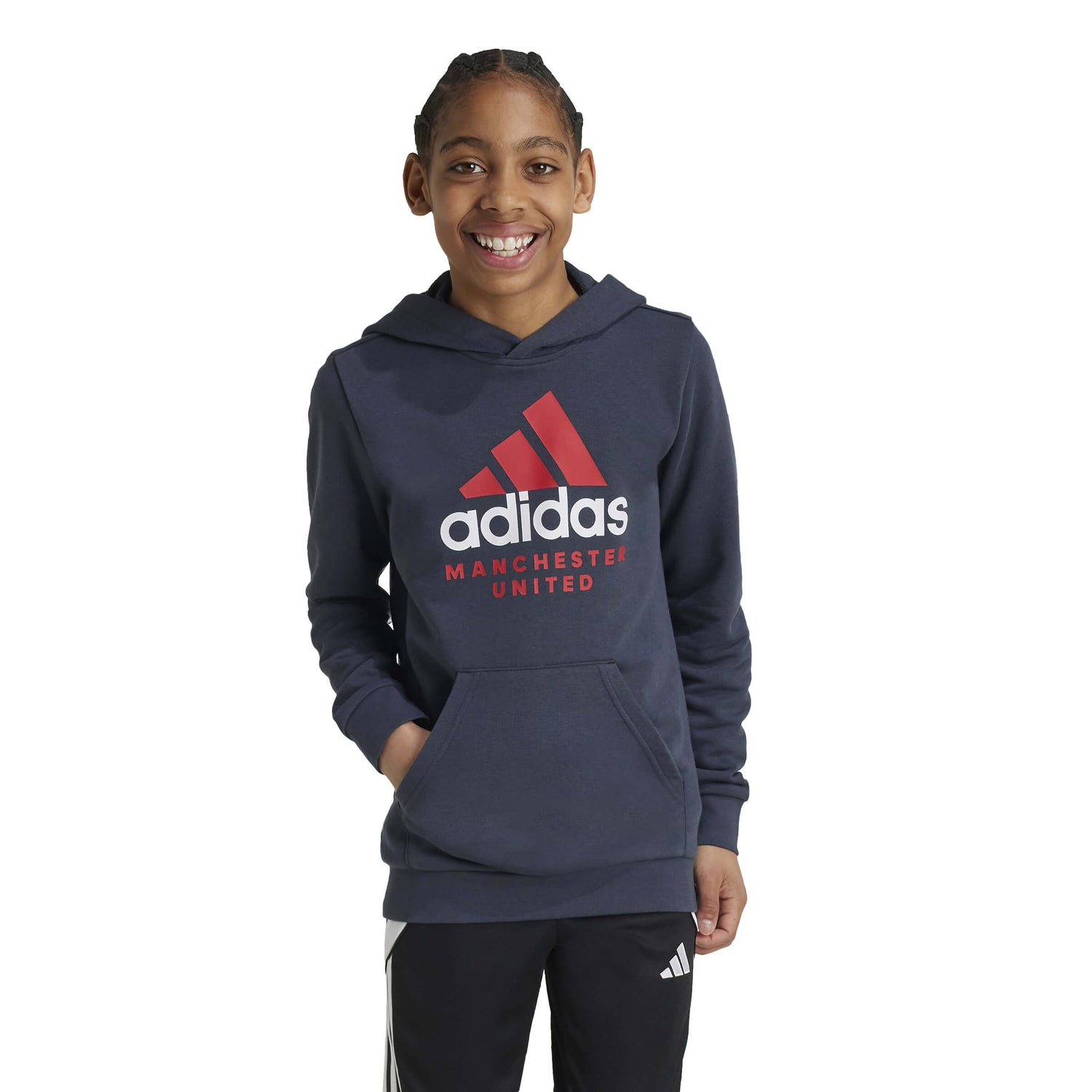 adidas 2024-25 Manchester United Youth Hoodie (Model - Front)