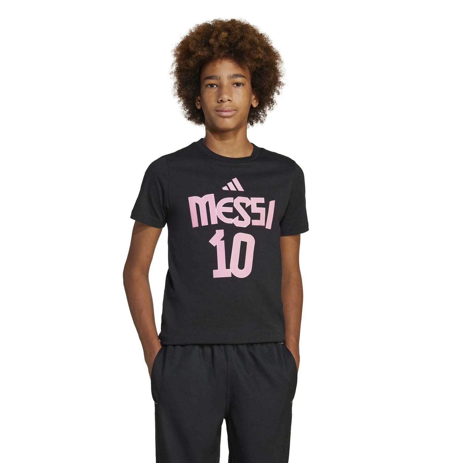 adidas 2025 Messi Youth Name and Number Tee (Model - Front)