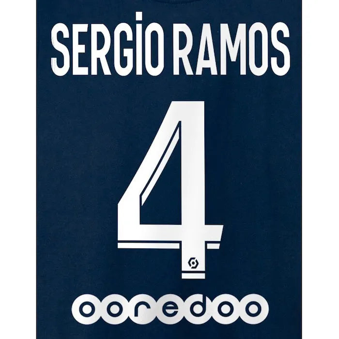 PSG 2021/22 Home Sergio Ramos #4 Jersey Name Set (Main)