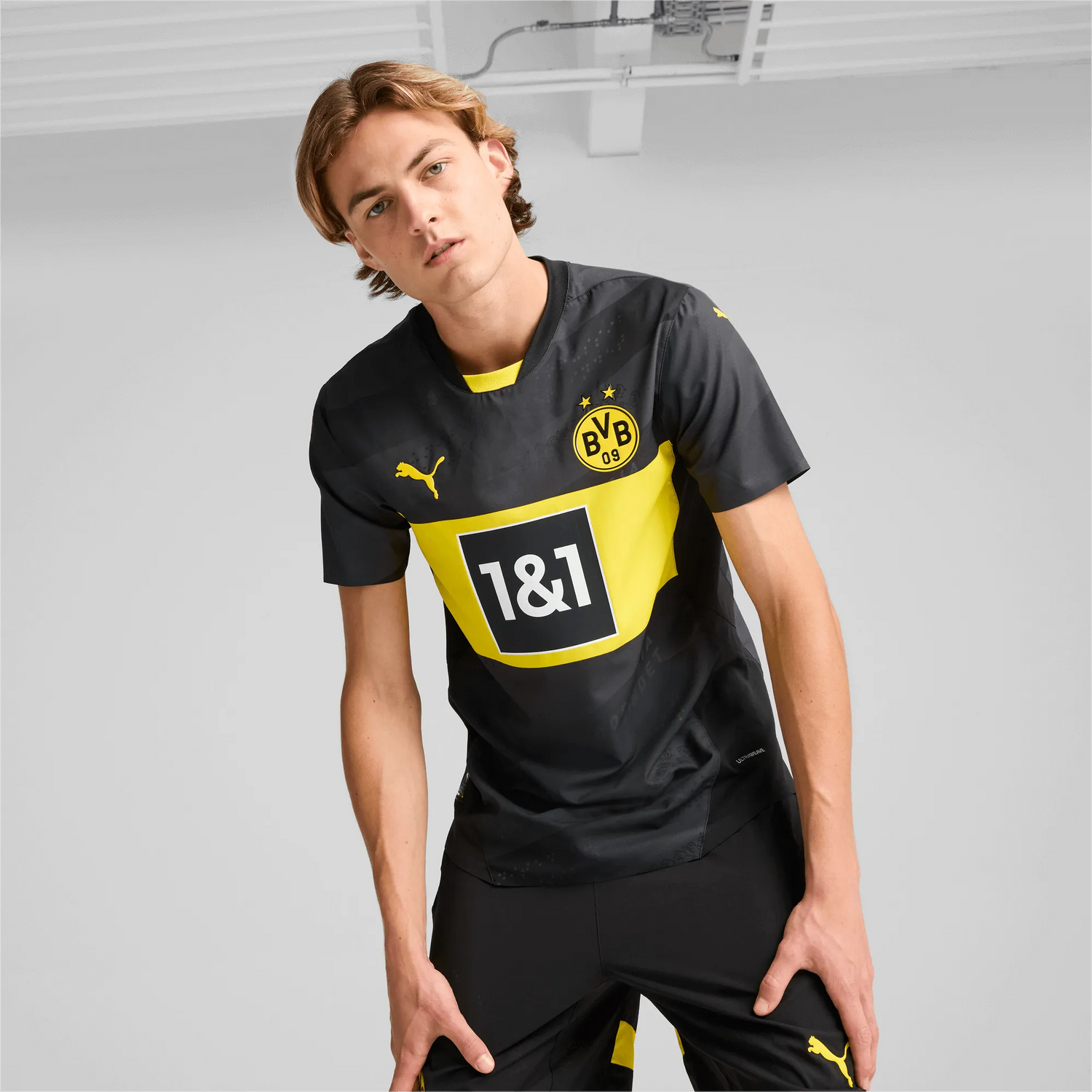 Puma 2024-25 Borussia Dortmund Men's Authentic Away Jersey (Model - Front)