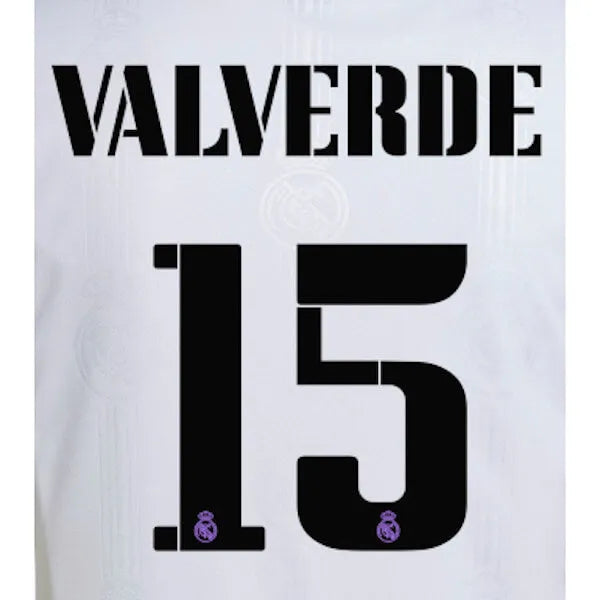 Real Madrid 2022/23 Home Valverde #15 Jersey Name Set