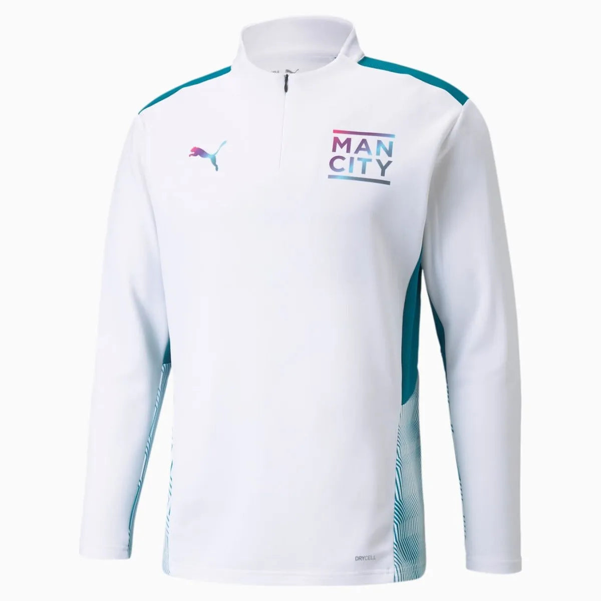 Puma Manchester City 2021-22 Quarter Training Zip Top - White-Ocean (Front)