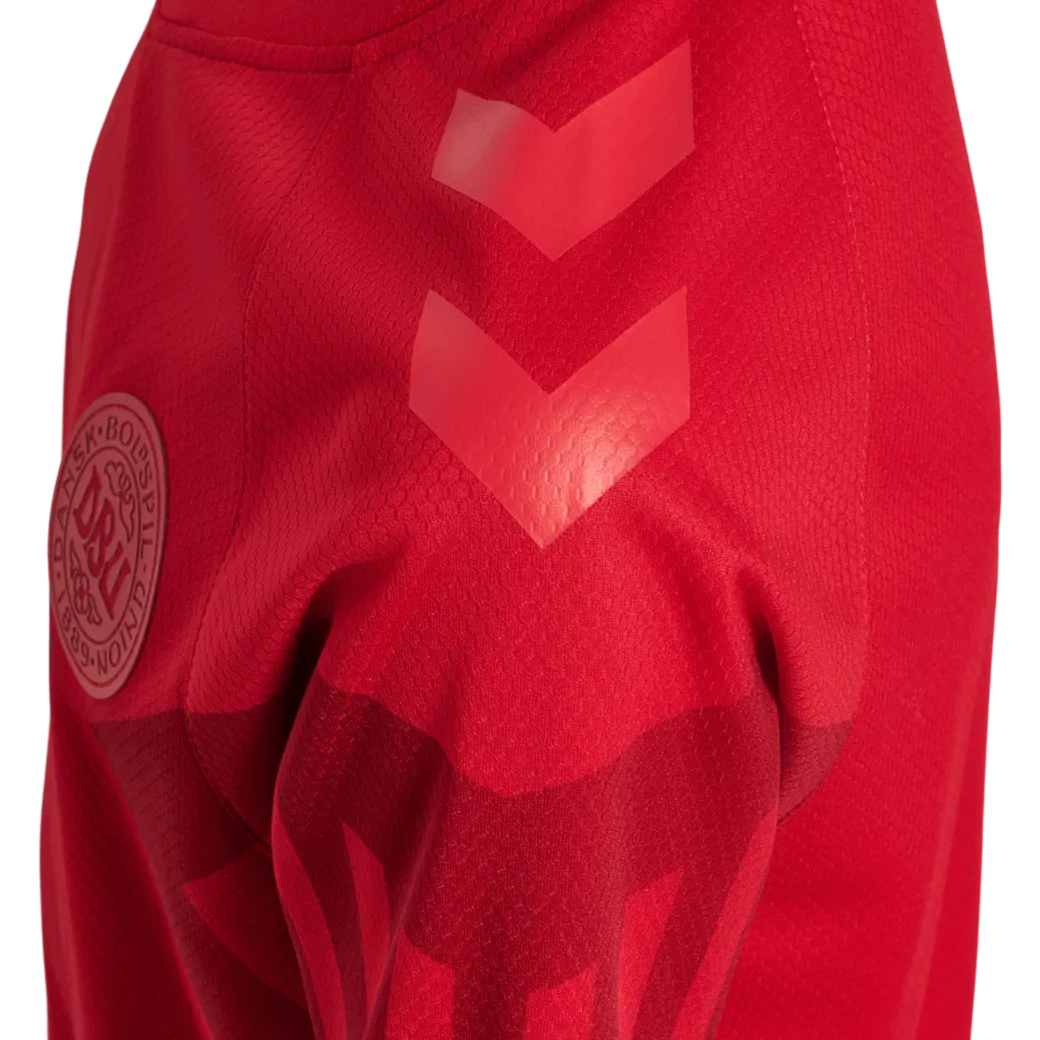 Hummel 2022-23 Denmark Youth Home Jersey - Tango Red (Detail 1)