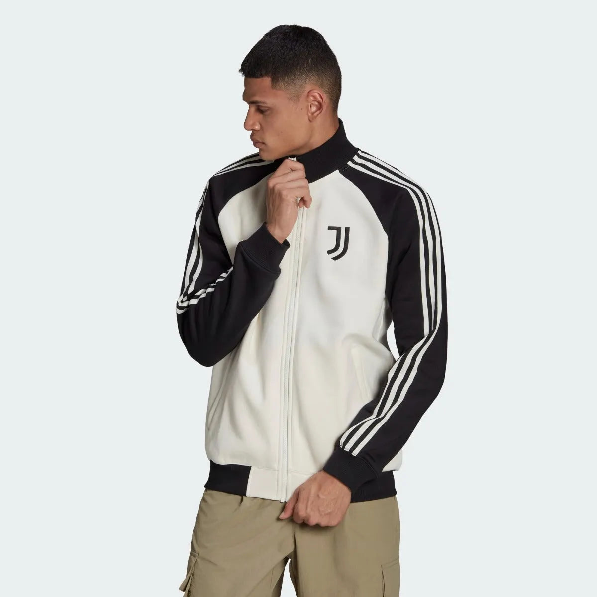 adidas 2021-22  Juventus Tiro 21 Anthem Jacket - Chalk White-Black (Model - Front)