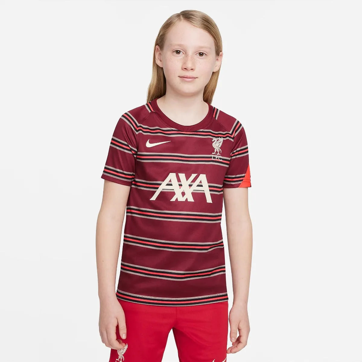 Nike 2021-22 Liverpool Youth Pre-Match SS Jersey - Team Red-Crimson (Model - Front)