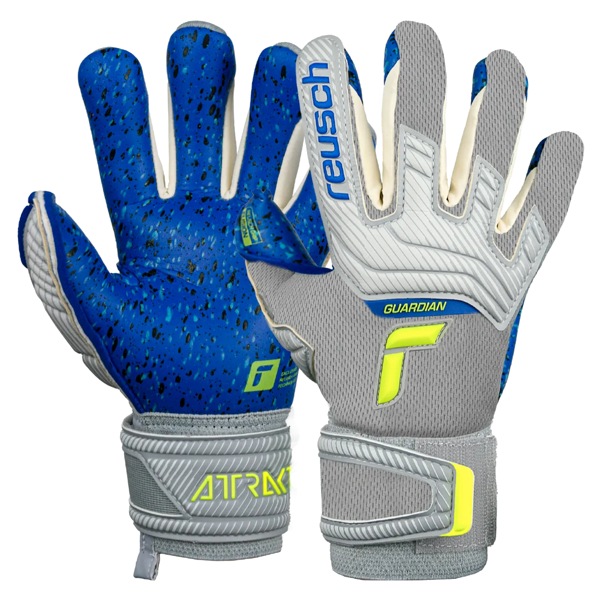 Reusch JR Attrakt Fusion FS Guardian - Grey-Yellow-Blue (Pair)