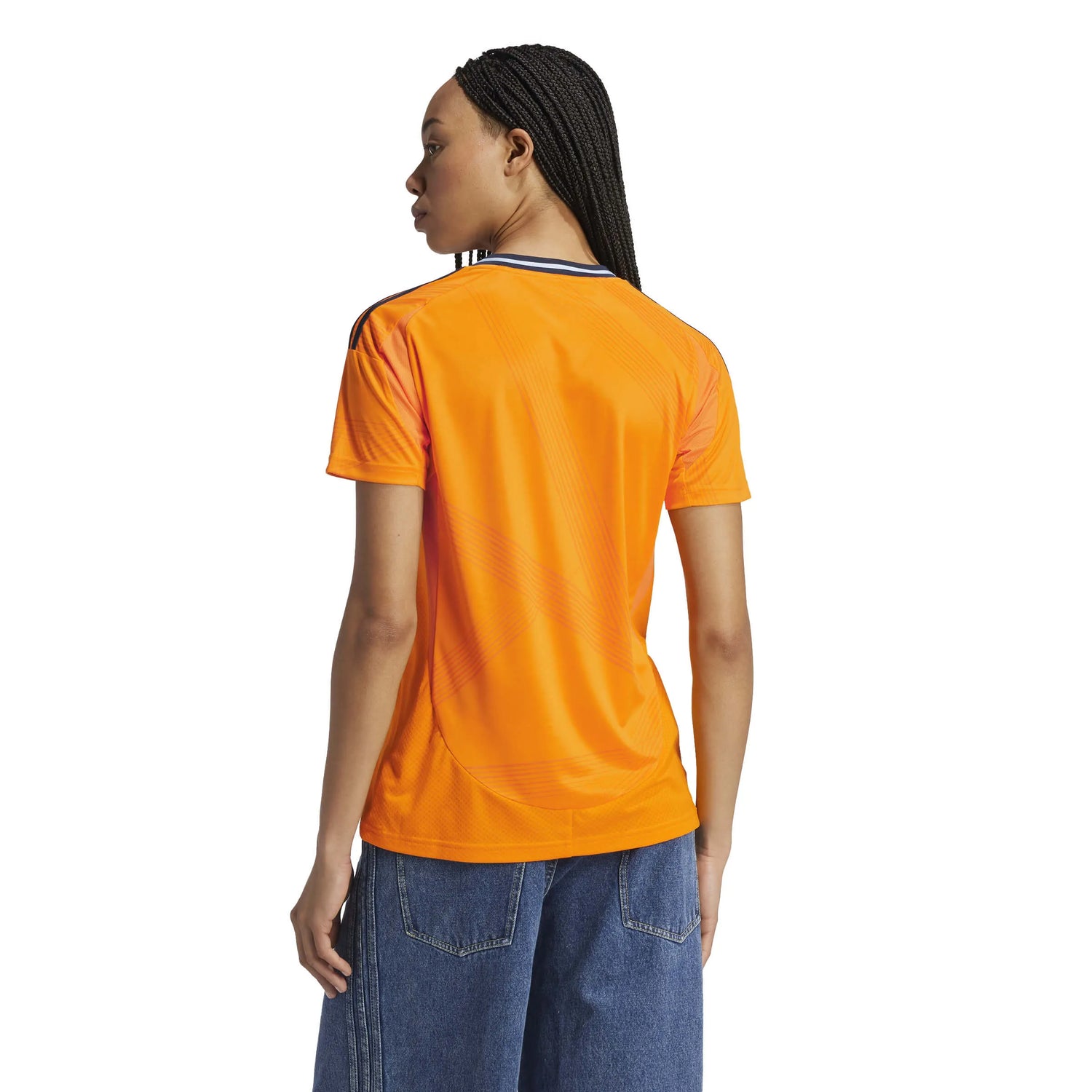 adidas 2024-25 Real Madrid Women's Stadium Away Jersey Crew Orange (Model - Back)