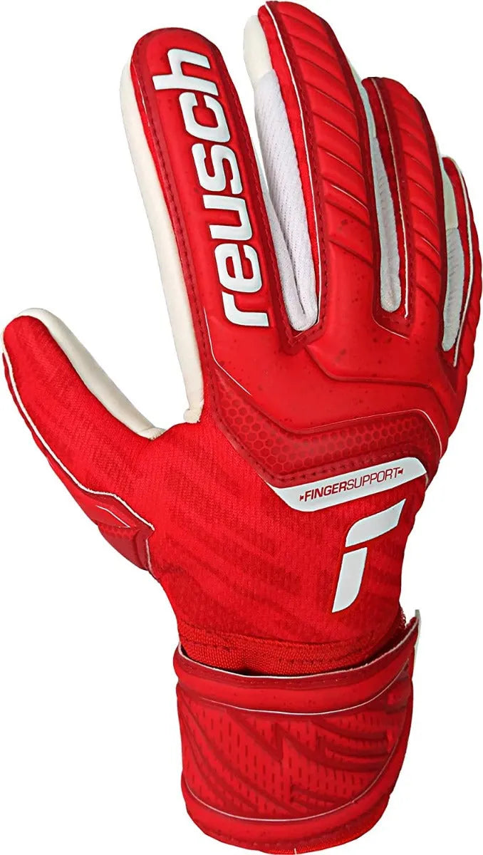 Reusch JR Attrakt Grip Evolution Finger Support Goalkeeper Gloves - Red-White (Single - Outer)