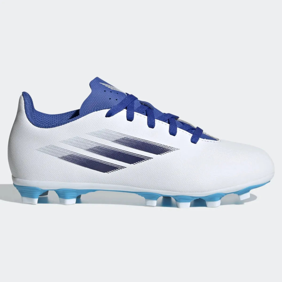 adidas Kids X Speedflow .4 FxG - White-Indigo-Sky Rush (Side 1)