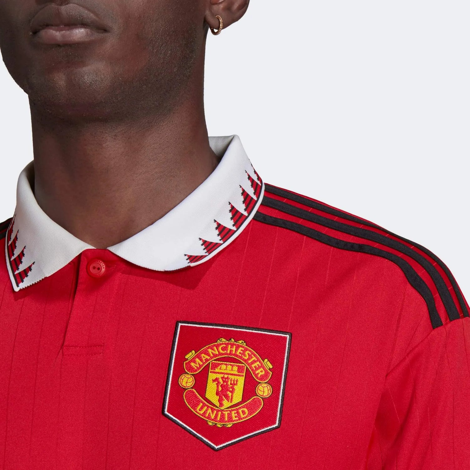 adidas 2022-23 Manchester United Home Long Sleeve Jersey - Red-White (Detail 1)