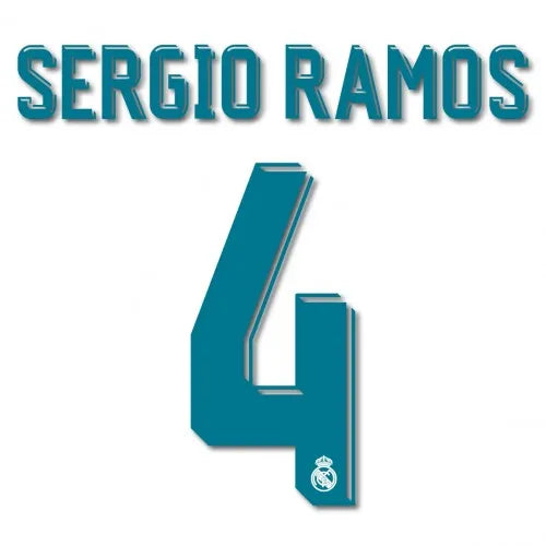 Real Madrid 2017/18 Home Sergio Ramos #4 Jersey Name Set