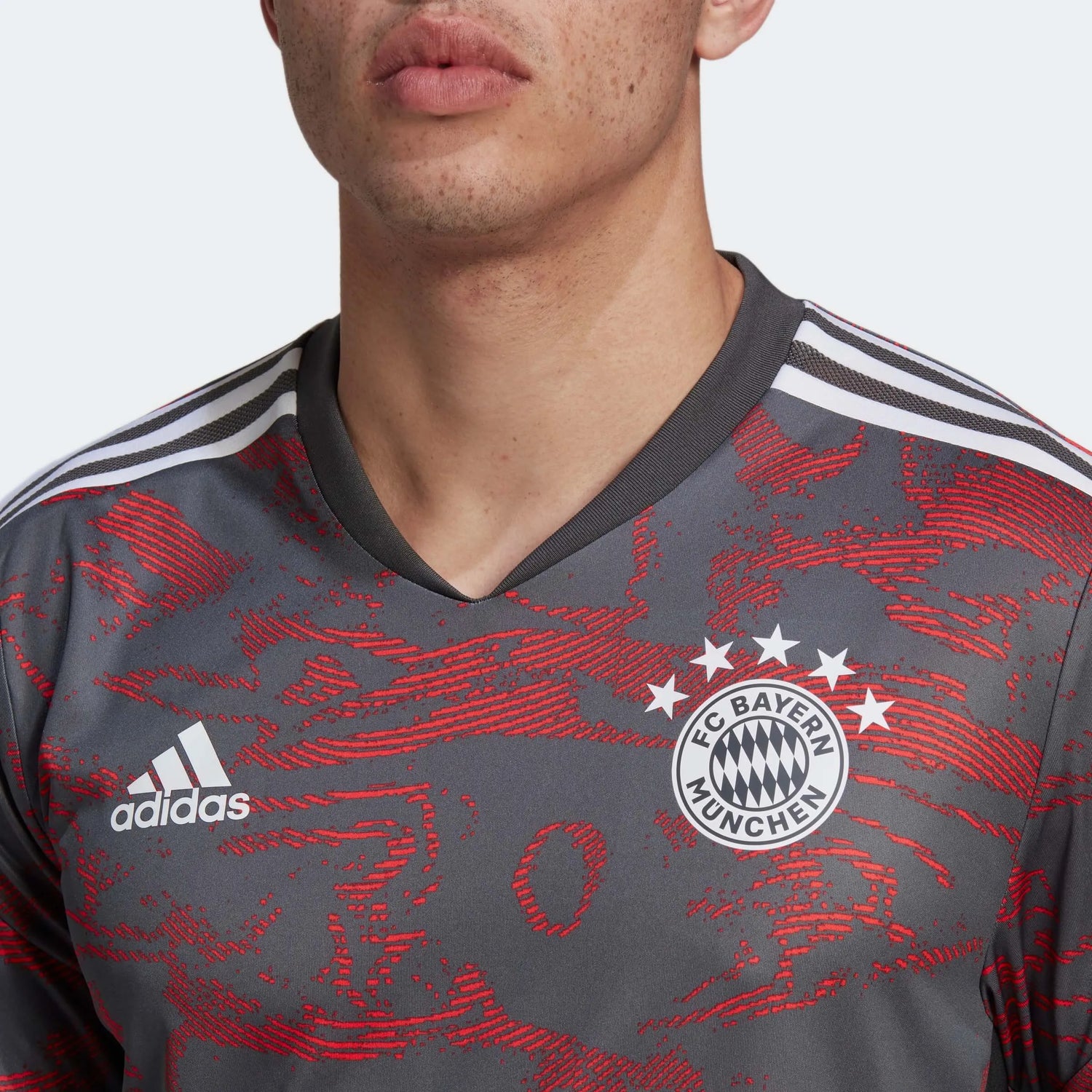 adidas 2022-23 FC Bayern EU Training Jersey - Red-Grey (Detail 1)