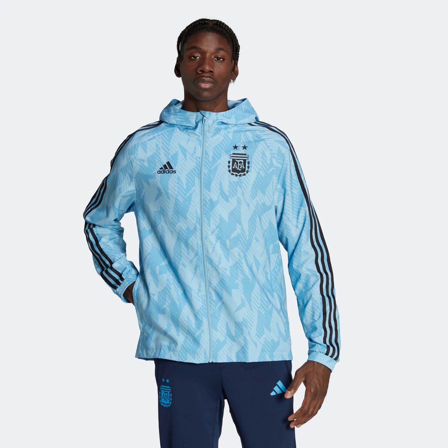 adidas 2022-23 Argentina DNA Windbreaker- Clear Blue-Light Blue (Model - Front)