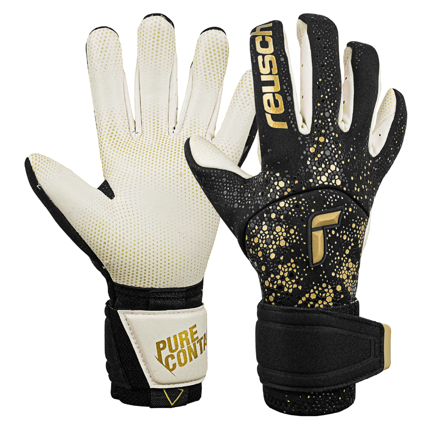 Reusch Pure Contact Gold X Glueprint Goalkeeper Gloves - Black-Gold (Pair)